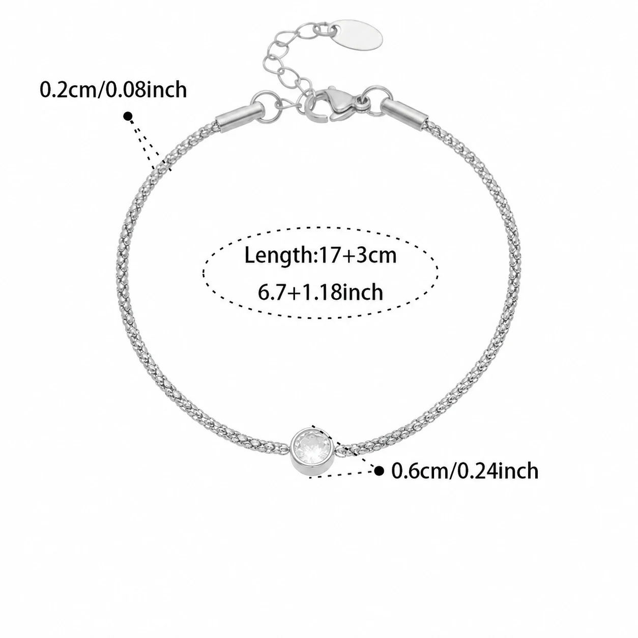 Teardrop CZ 18K Gold-Plated 316L Layered Jewelry Set - Silver CZ 17+3 cm