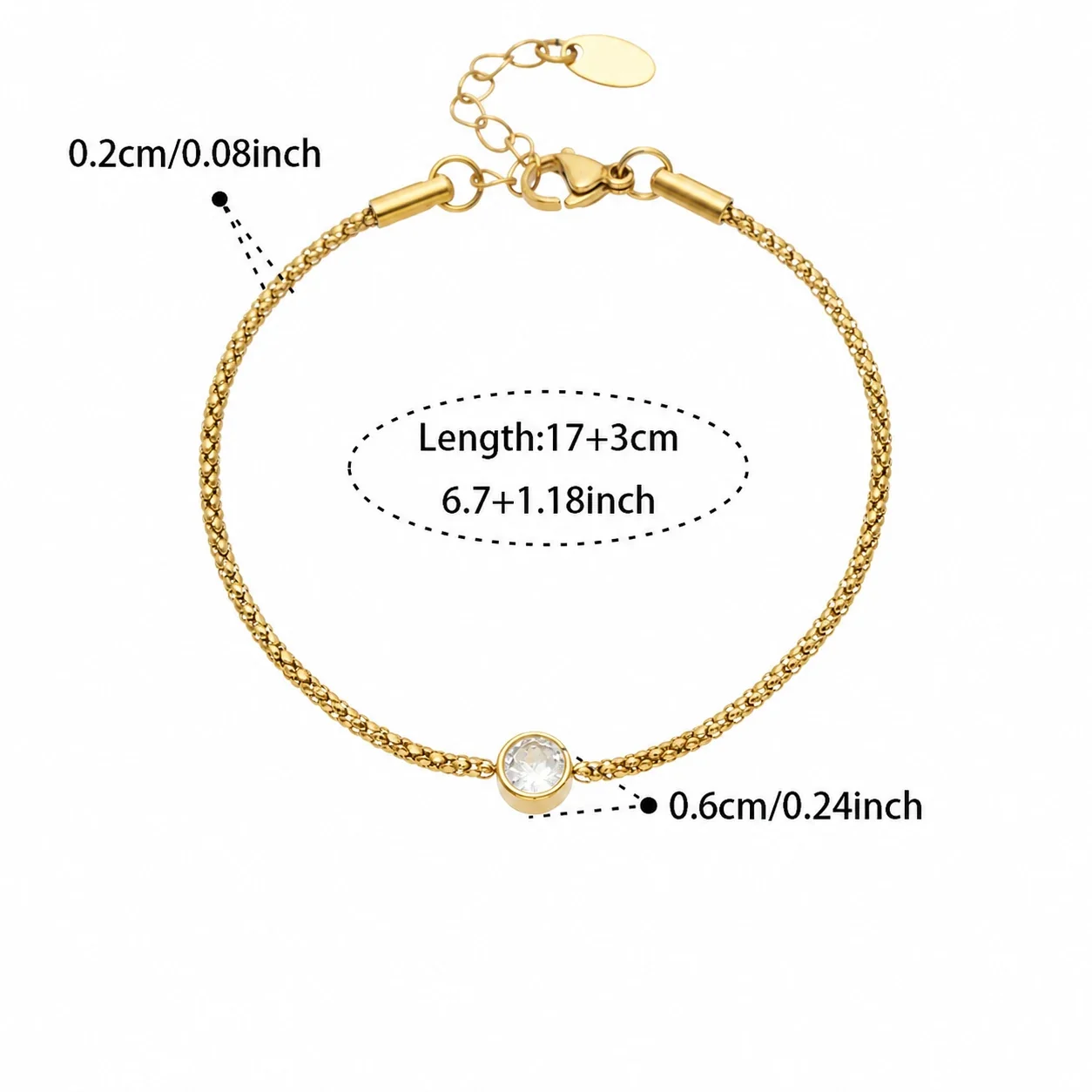 Teardrop CZ 18K Gold-Plated 316L Layered Jewelry Set - Gold CZ 17+3 cm