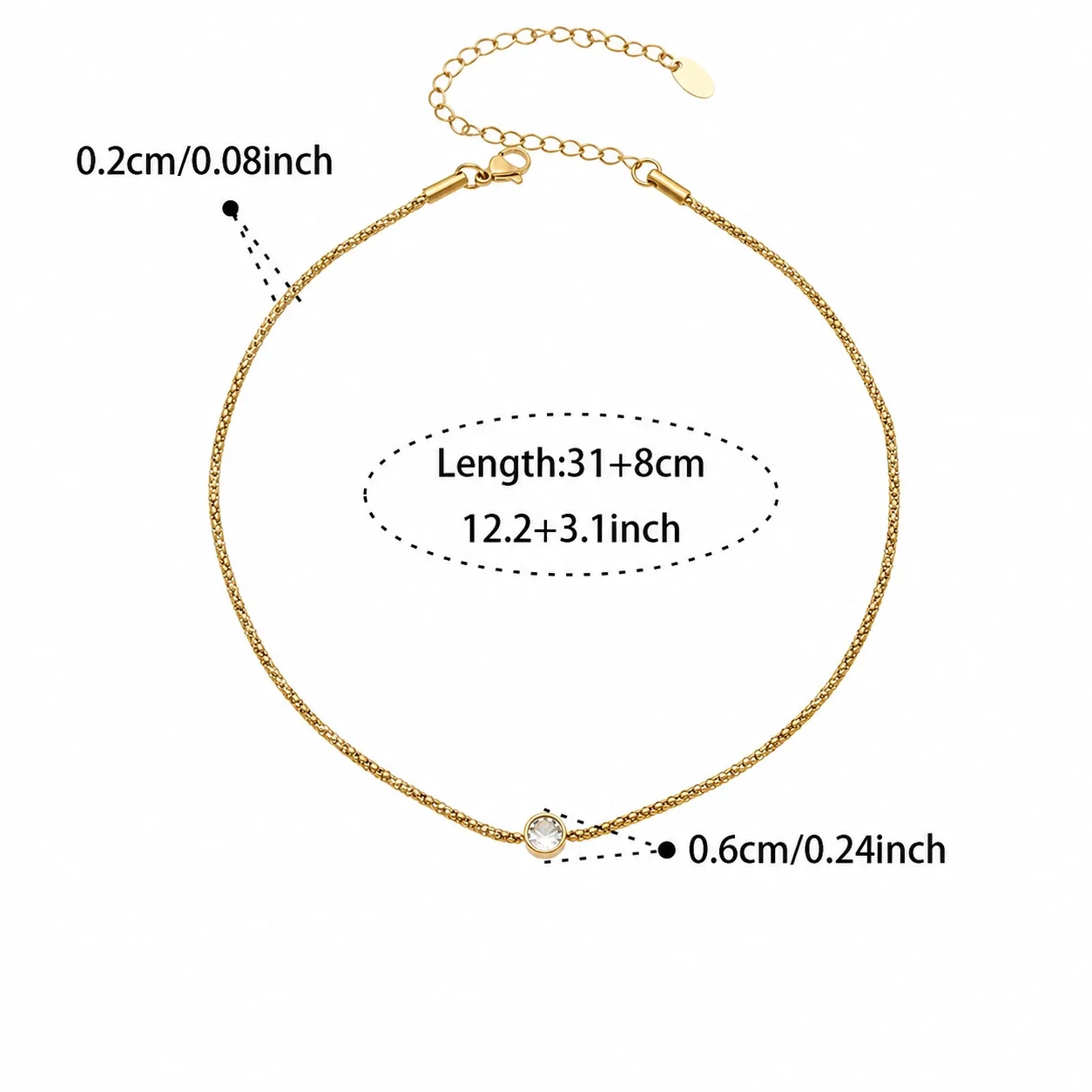 Teardrop CZ 18K Gold-Plated 316L Layered Jewelry Set - Gold CZ 31+8 cm