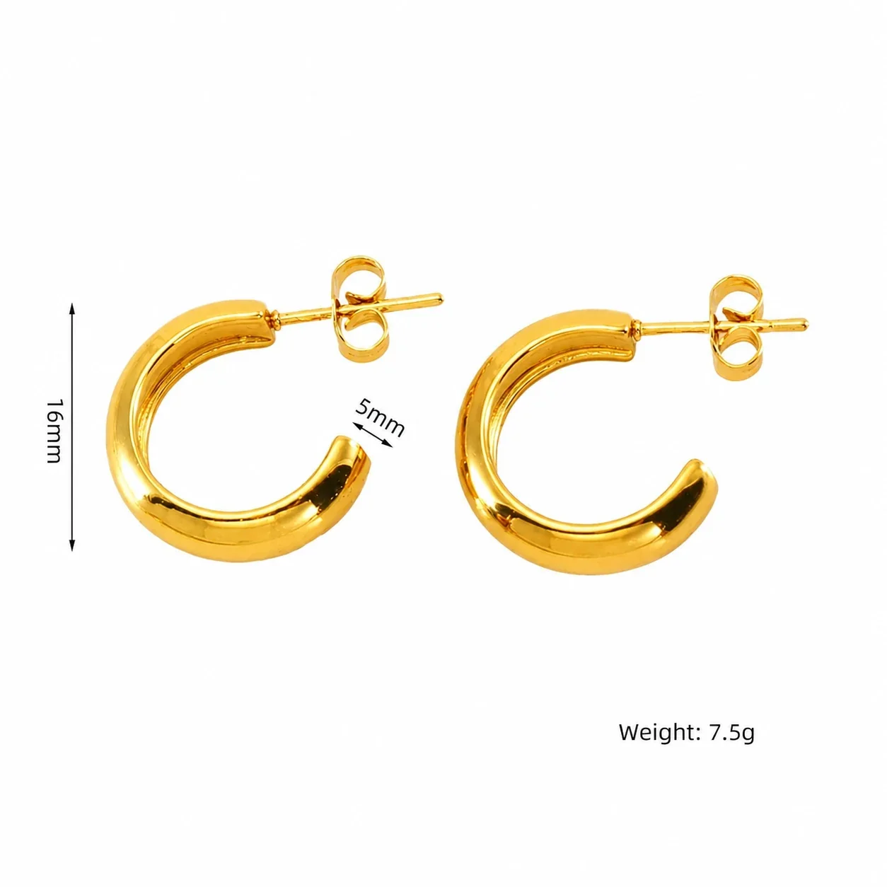 Gleaming 18K Gold-Plated Star Hoop Paperclip Earrings - Gold Chunky Hoop