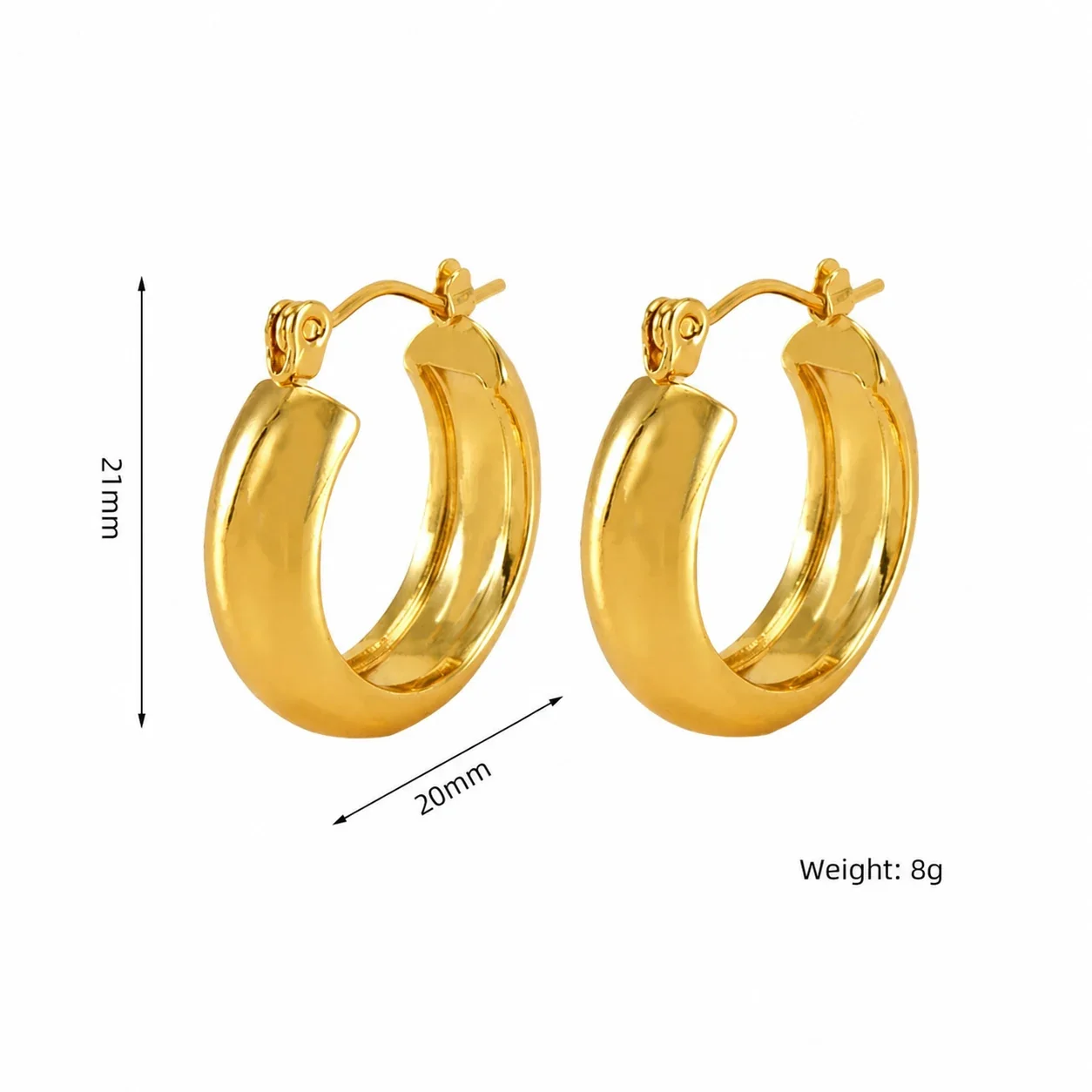Gleaming 18K Gold-Plated Star Hoop Paperclip Earrings - Gold Hinged Hoop