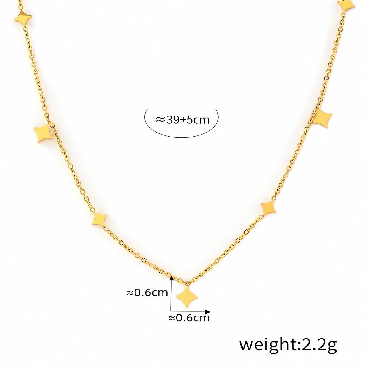 Layered Necklace with Star Stations and Snake Chain, Gold-Plated - Gold Snake