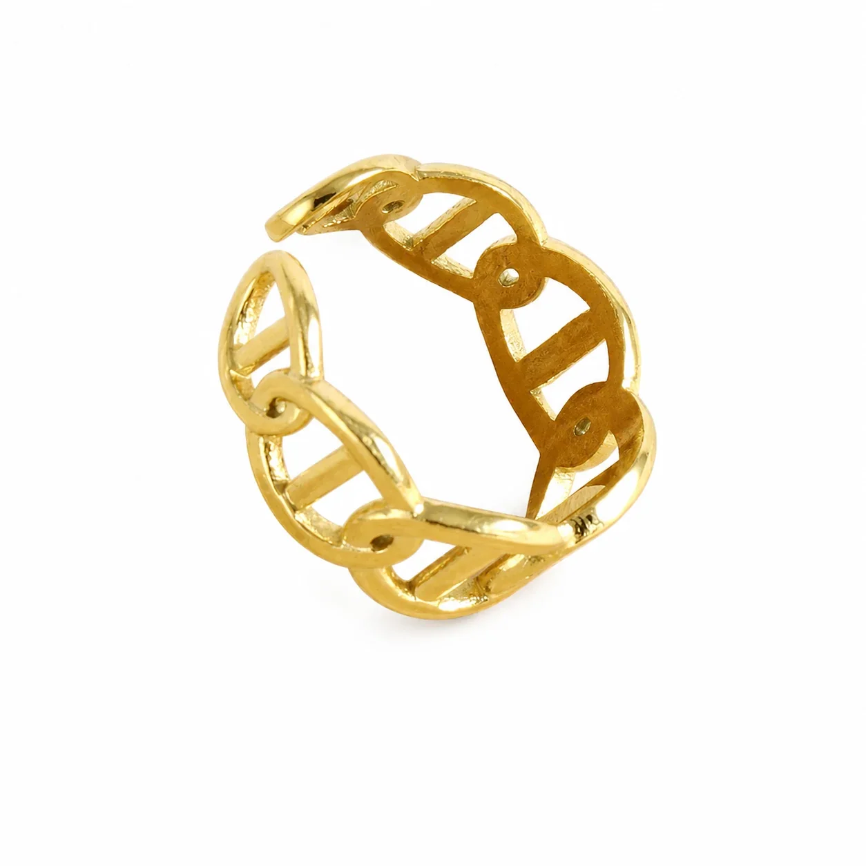 Sculptural 18K Gold-Plated Open-Link Cutout Ring