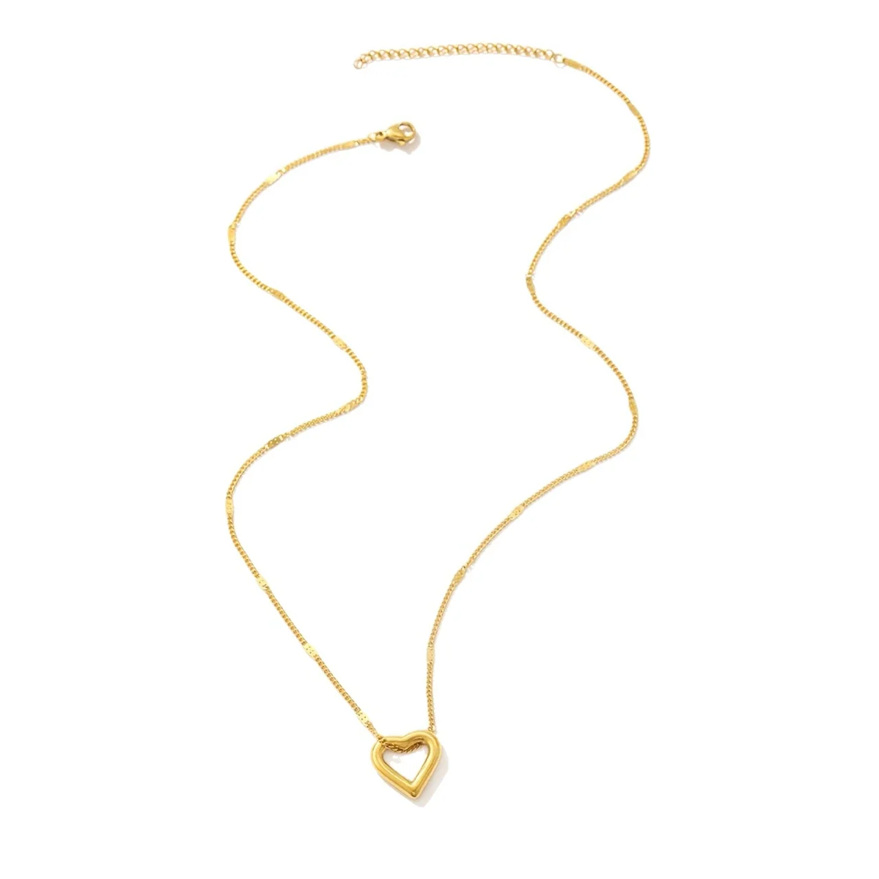 Produktfoto: Schmuckset mit hohlen Herz-Ohrsteckern 18K Gold PVD 316 Edelstahl