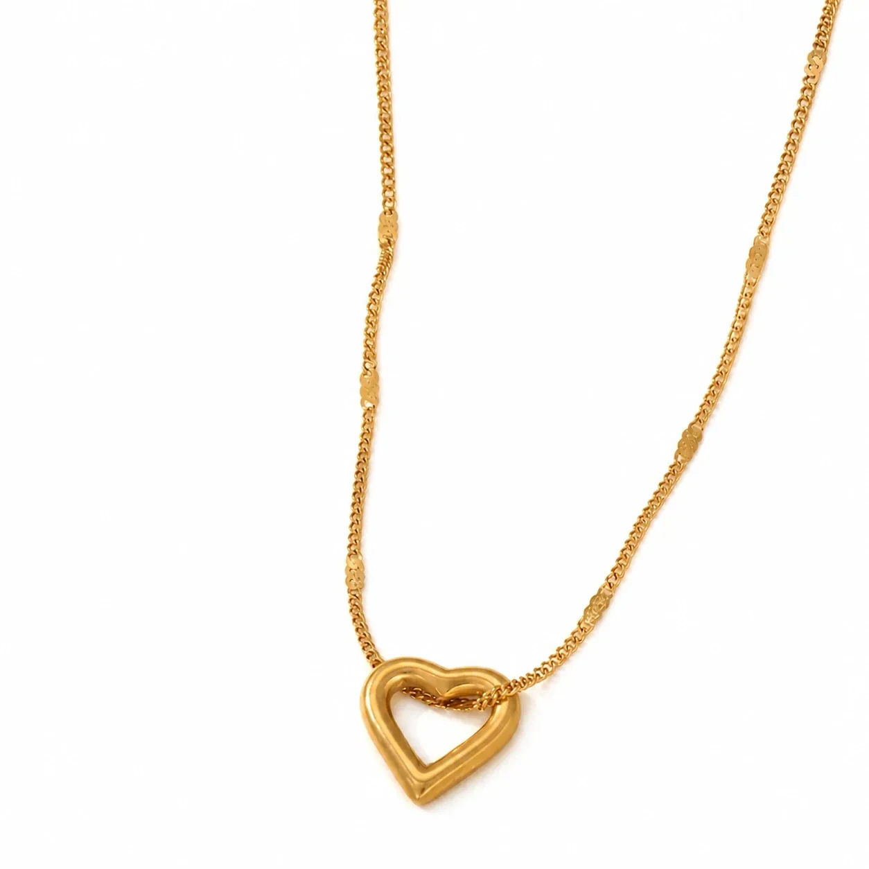 Produktfoto: Schmuckset mit hohlen Herz-Ohrsteckern 18K Gold PVD 316 Edelstahl