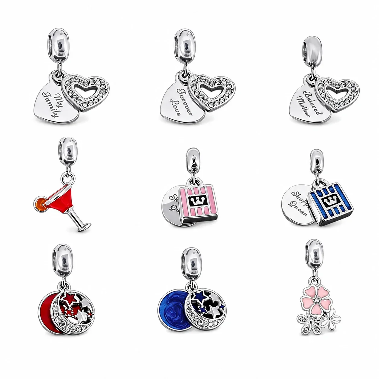 Polished 316 Stainless Steel Enamel Charm Pendant