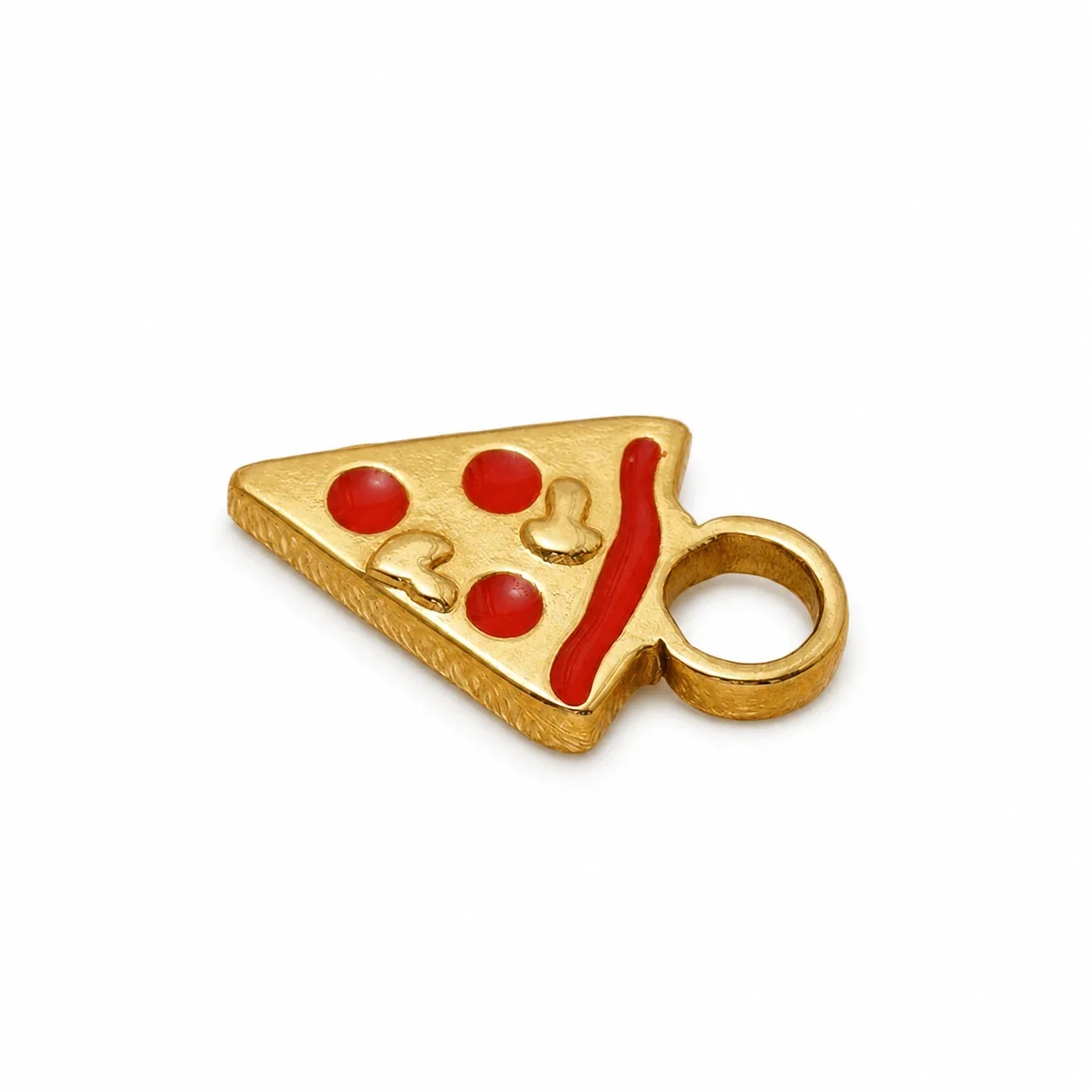 Pizza Slice 18K Gold-Plated 316 Steel Enamel Pendant
