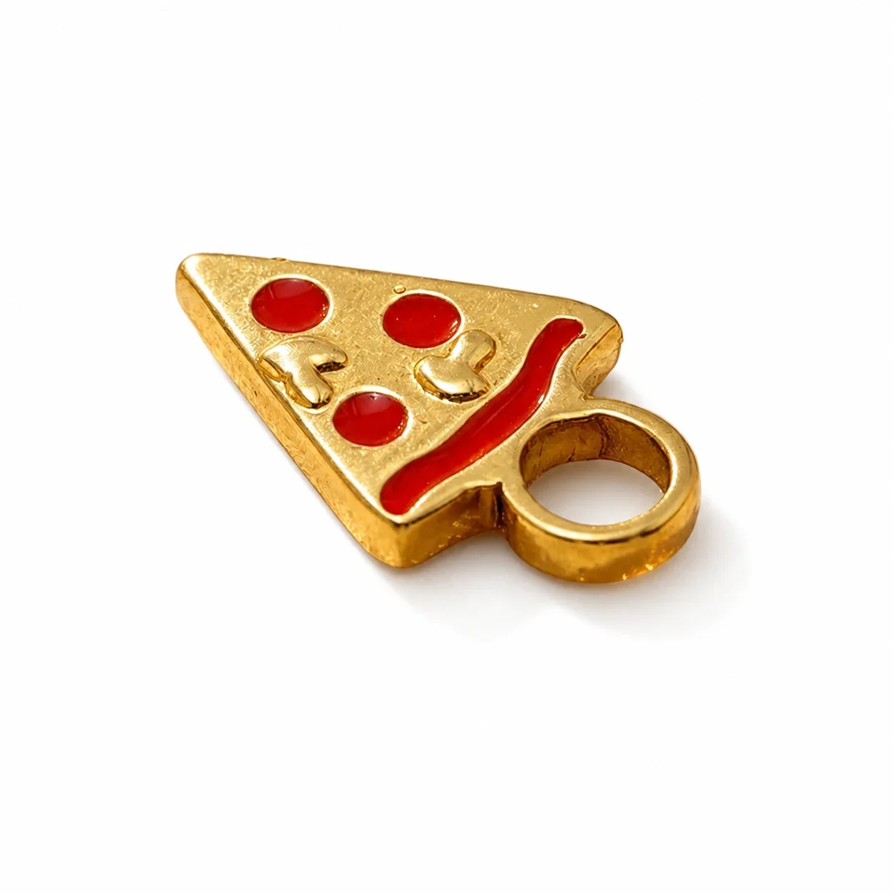 Pizza Slice 18K Gold-Plated 316 Steel Enamel Pendant