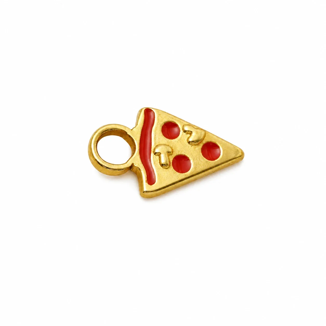 Pizza Slice 18K Gold-Plated 316 Steel Enamel Pendant