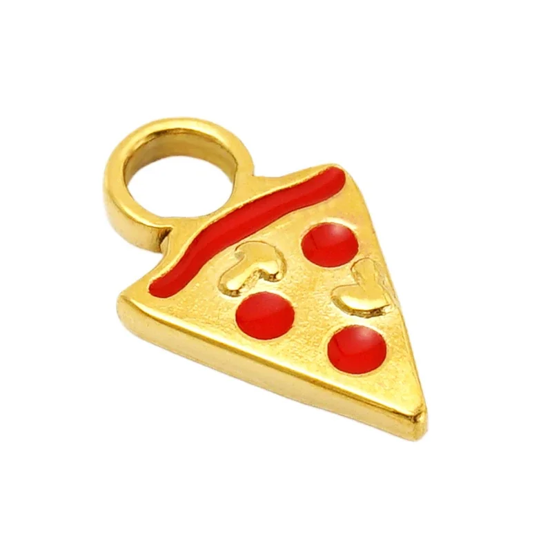 Pizza Slice 18K Gold-Plated 316 Steel Enamel Pendant