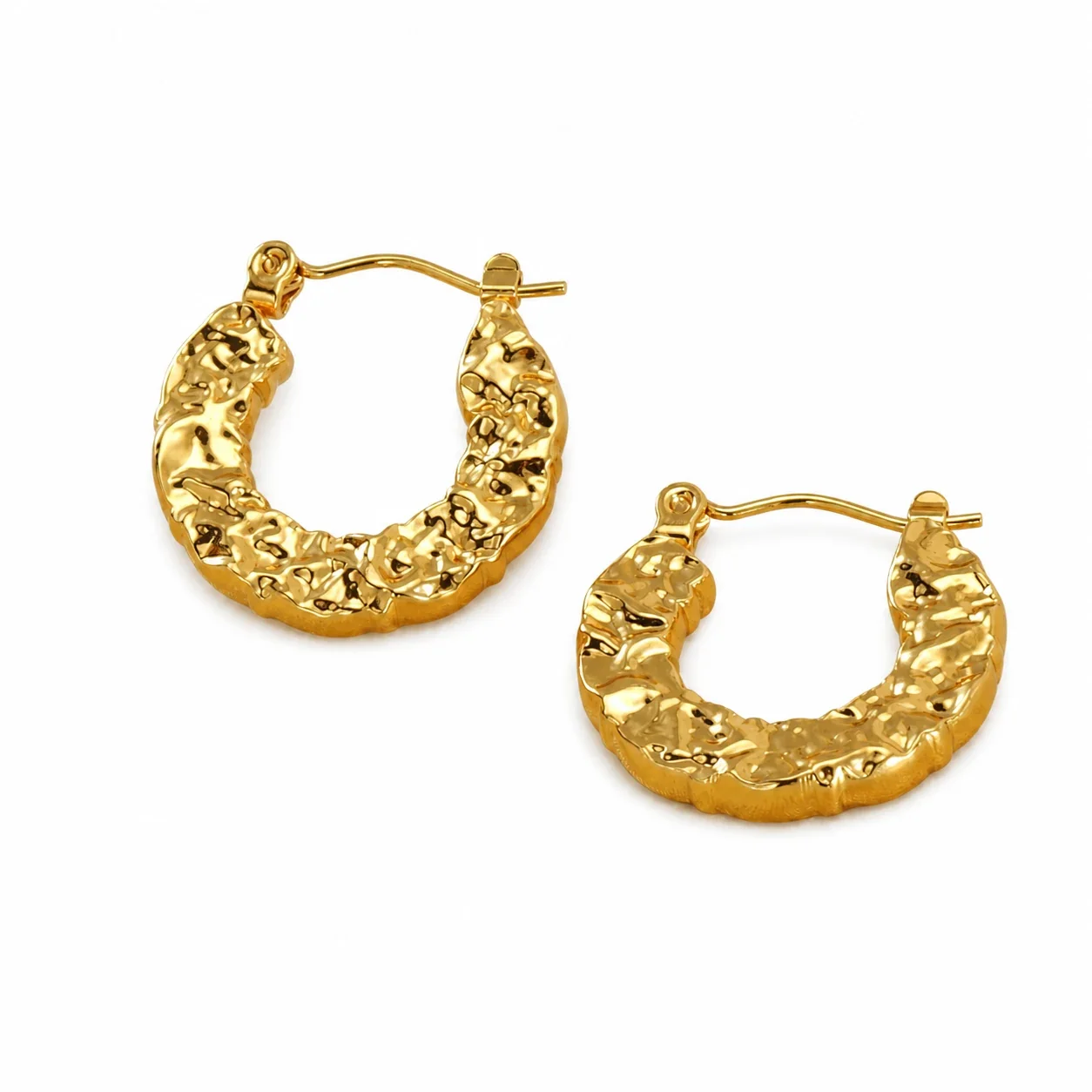 Sculptural 18K Gold-Plated Lava-Texture Hoop Earrings