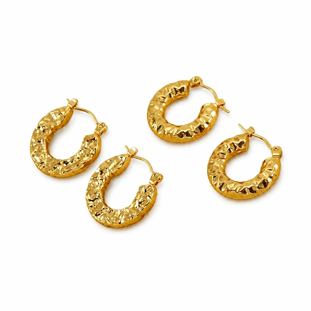 Sculptural 18K Gold-Plated Lava-Texture Hoop Earrings