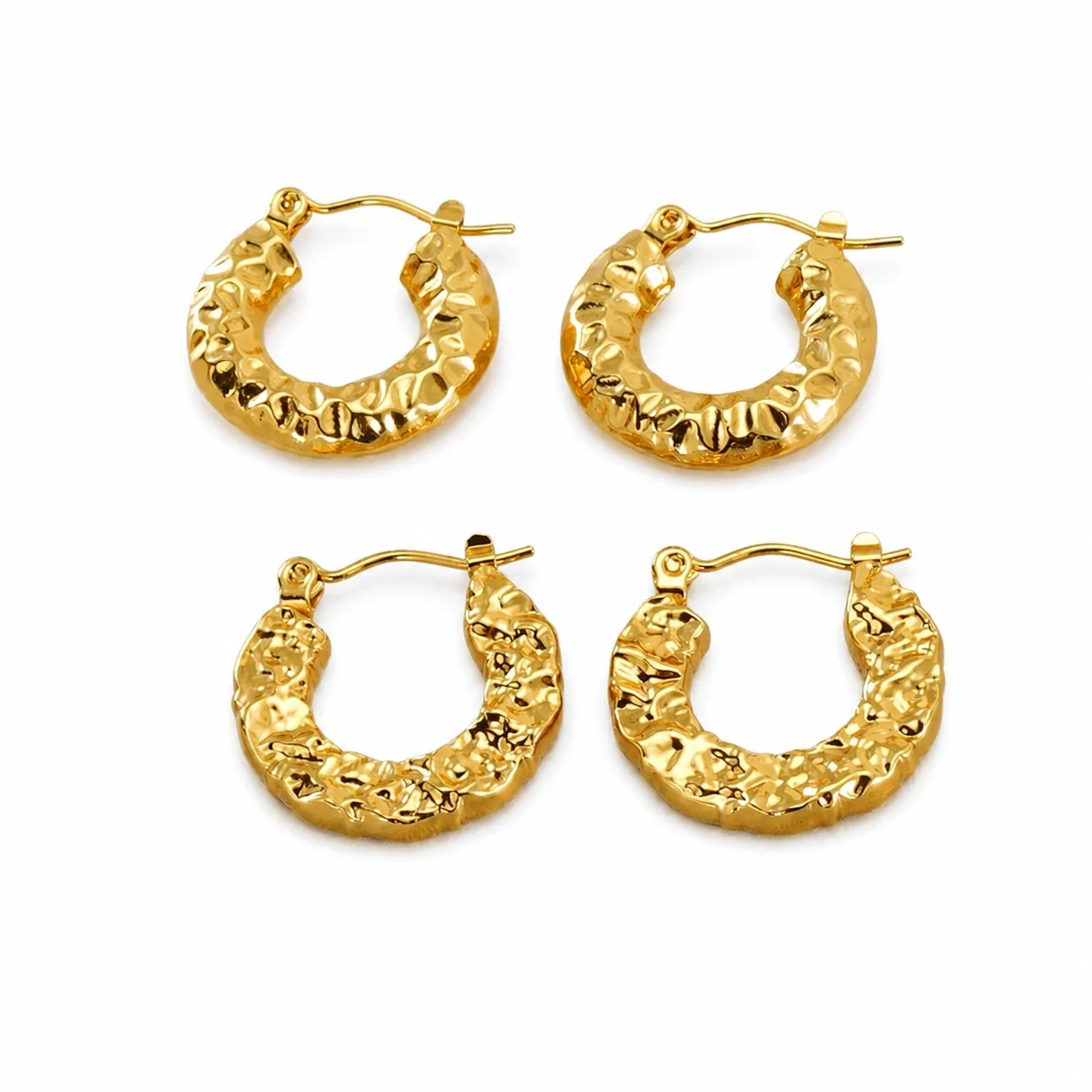 Sculptural 18K Gold-Plated Lava-Texture Hoop Earrings