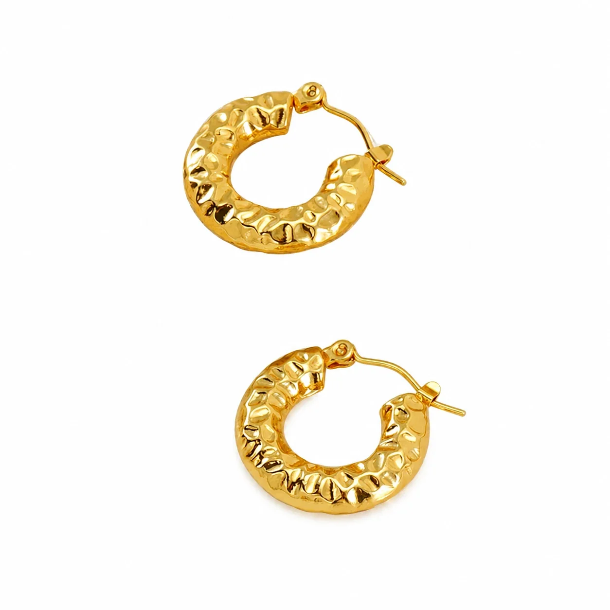 Sculptural 18K Gold-Plated Lava-Texture Hoop Earrings