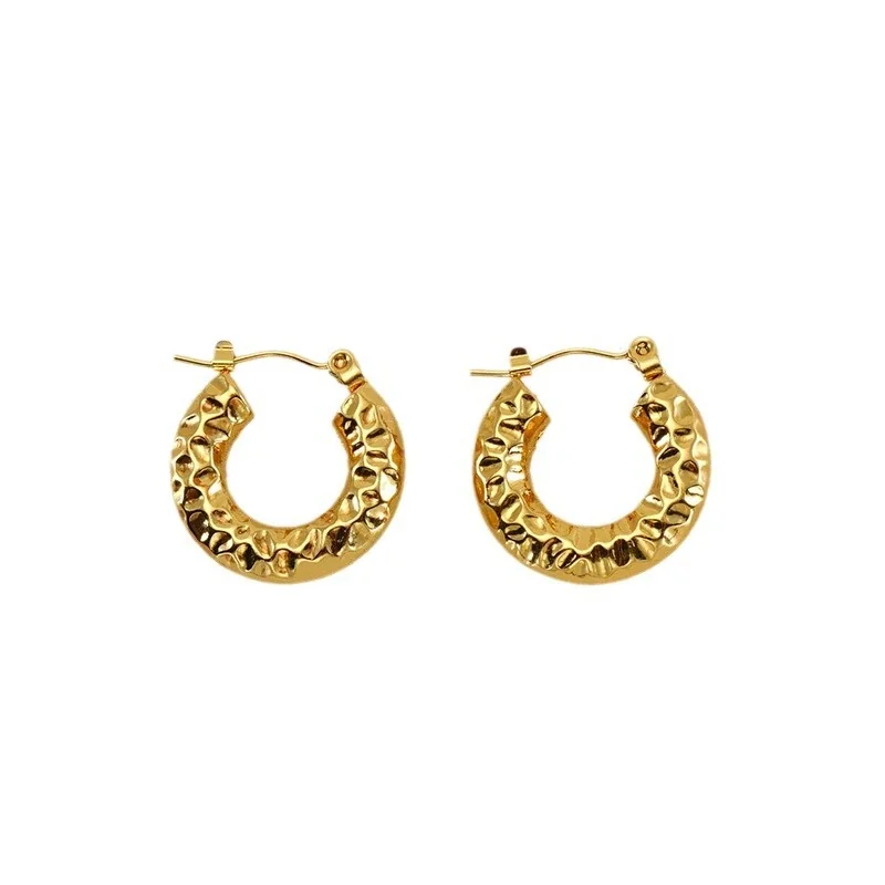 Sculptural 18K Gold-Plated Lava-Texture Hoop Earrings