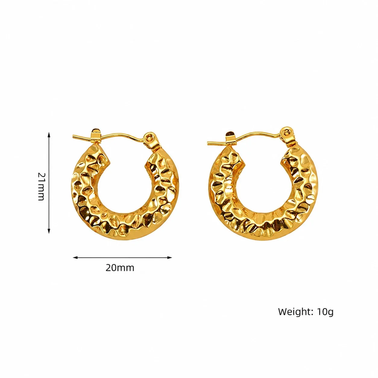 Sculptural 18K Gold-Plated Lava-Texture Hoop Earrings - Gold Ripple Texture