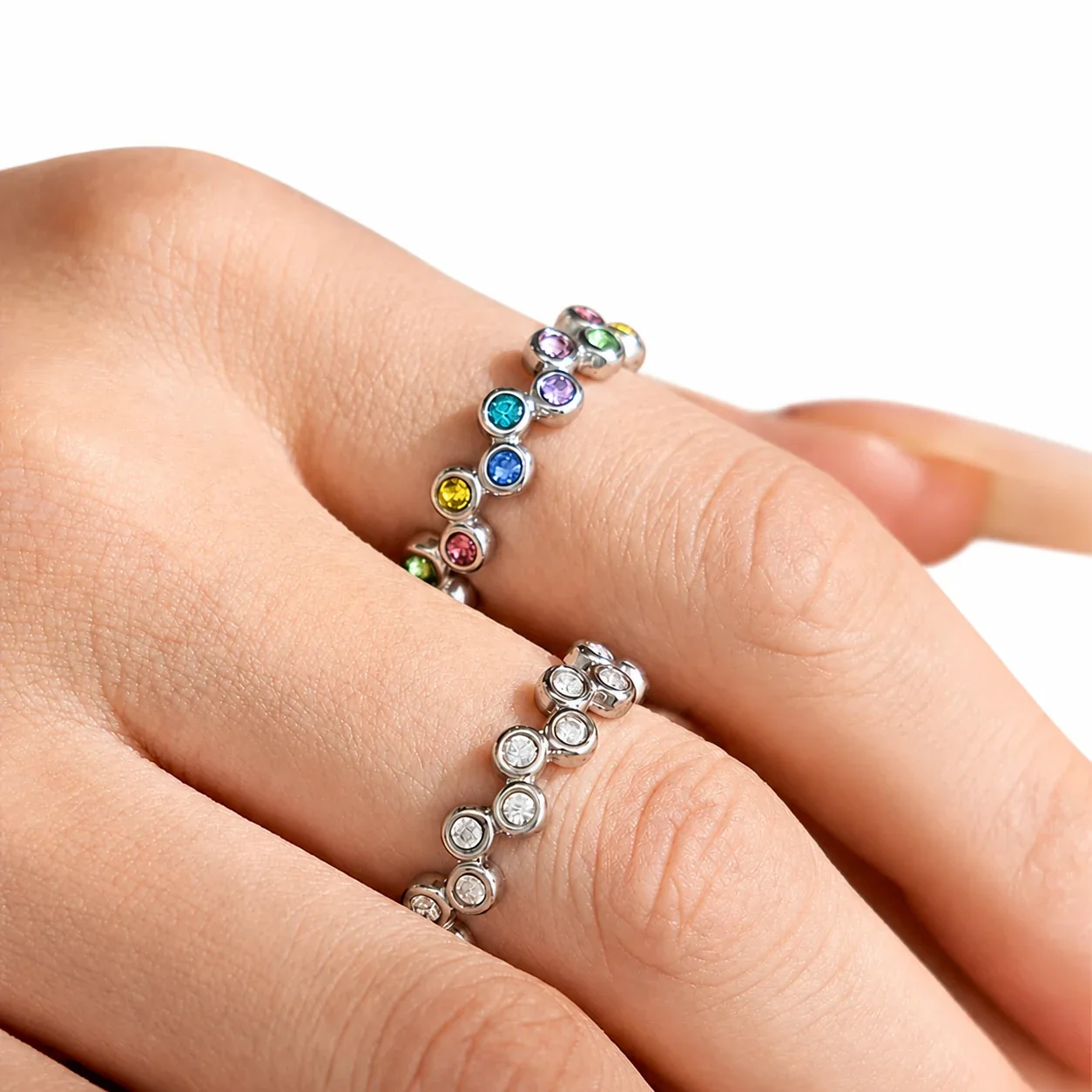Bezel Dot 18K Gold-Plated 316L Open Cuff Ring