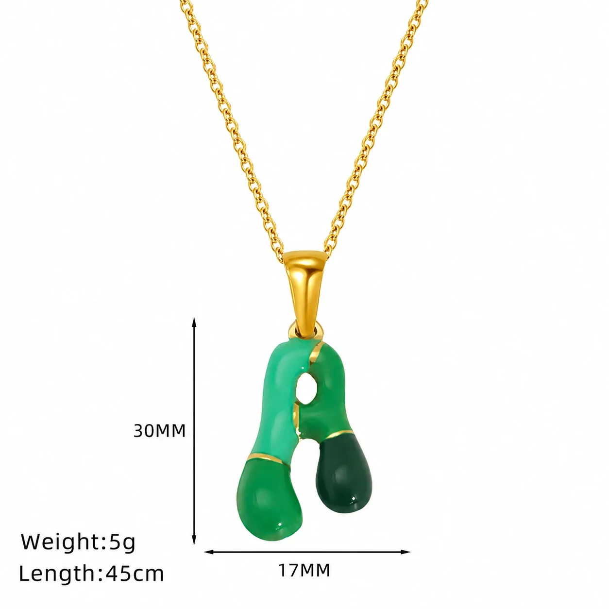 Playful Stainless Steel Enamel Bubble Letter Chain Necklace