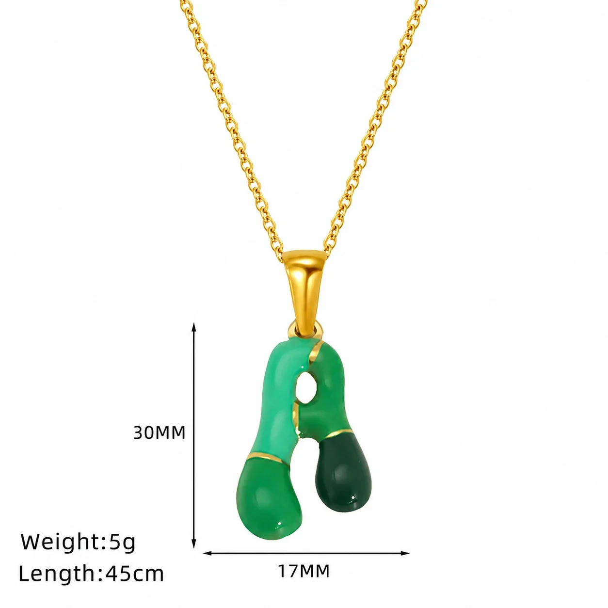 Playful Stainless Steel Enamel Bubble Letter Chain Necklace - Gold Letter A