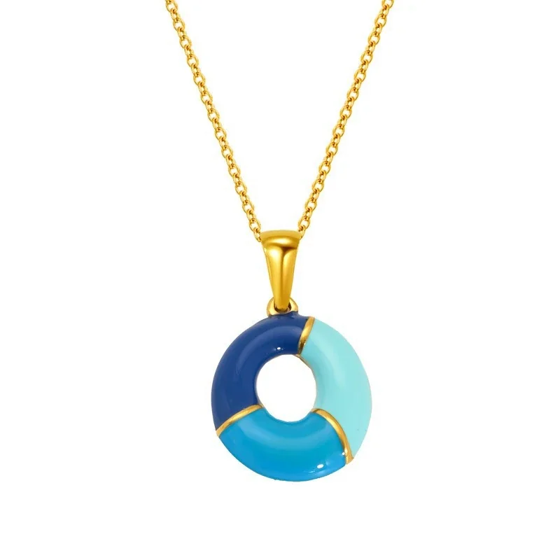 Playful Stainless Steel Enamel Bubble Letter Chain Necklace - Gold Letter O