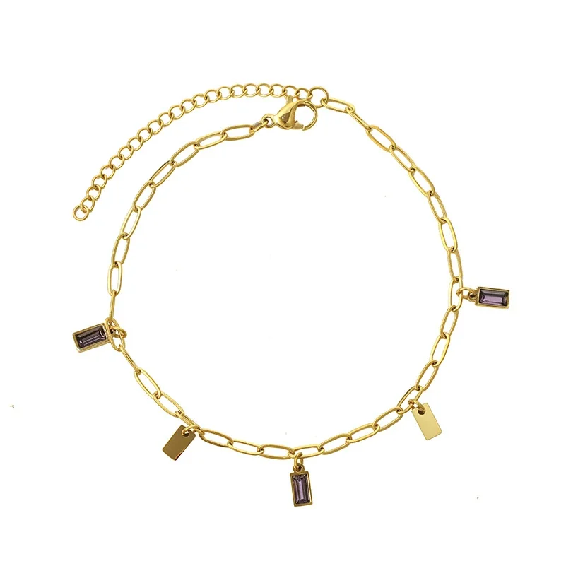 Refined Gold-Plated Paperclip Baguette Charm Bracelet