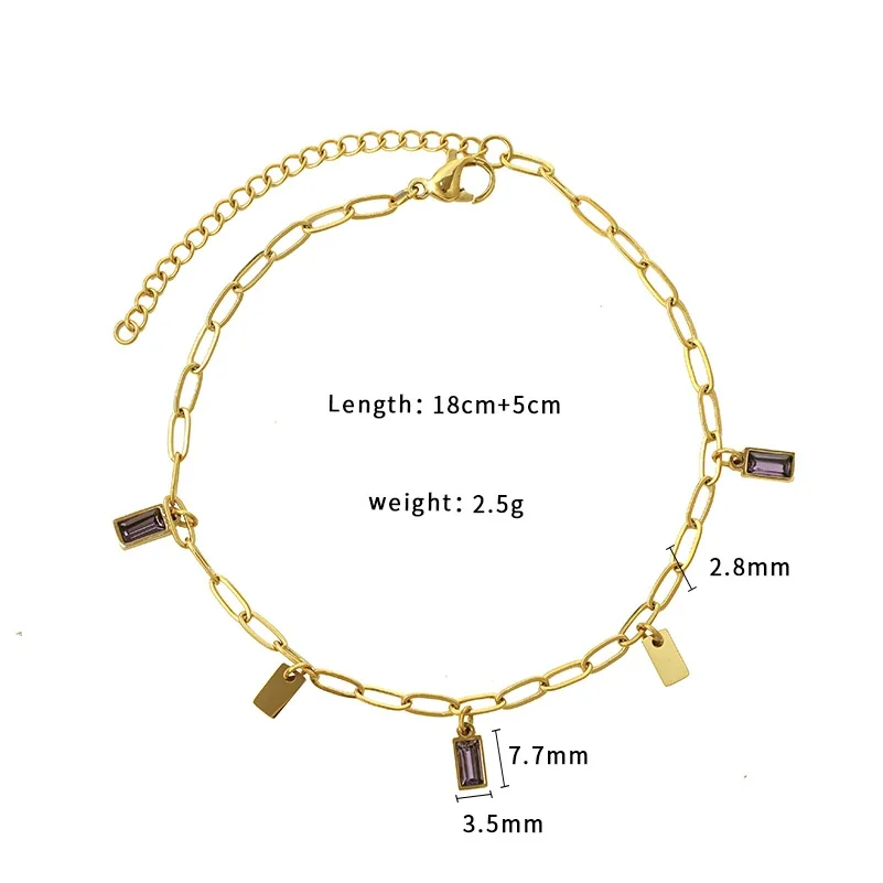 Refined Gold-Plated Paperclip Baguette Charm Bracelet
