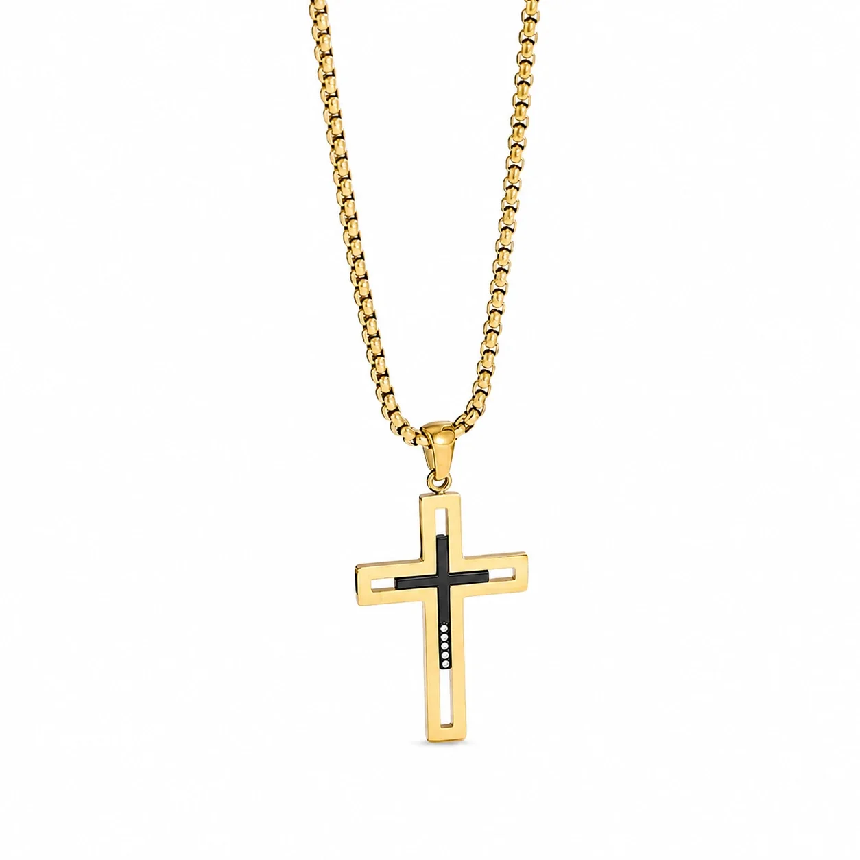 Bold 316 Stainless Steel Open Cross Pendant Necklace