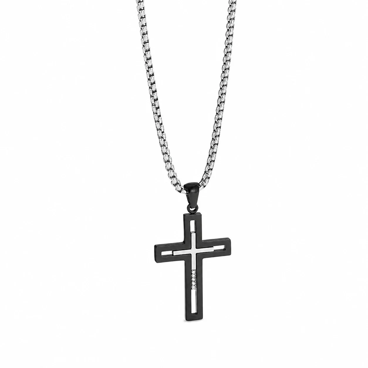 Bold 316 Stainless Steel Open Cross Pendant Necklace
