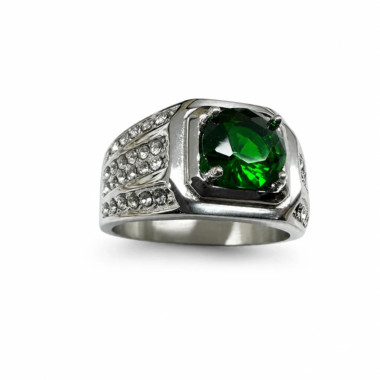 Bold 316 Stainless Steel Cushion-Cut Signet Ring