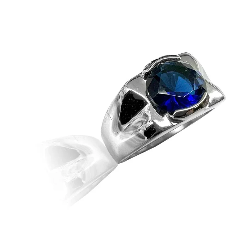 Sculptural 316 Stainless Steel Round-Cut Signet Ring