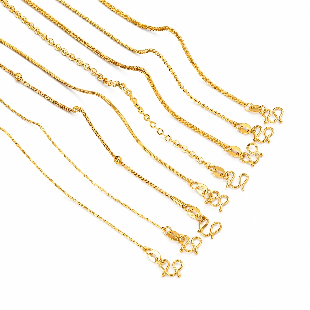 Refined Gold-Plated Snake Chain M-Clasp Necklace