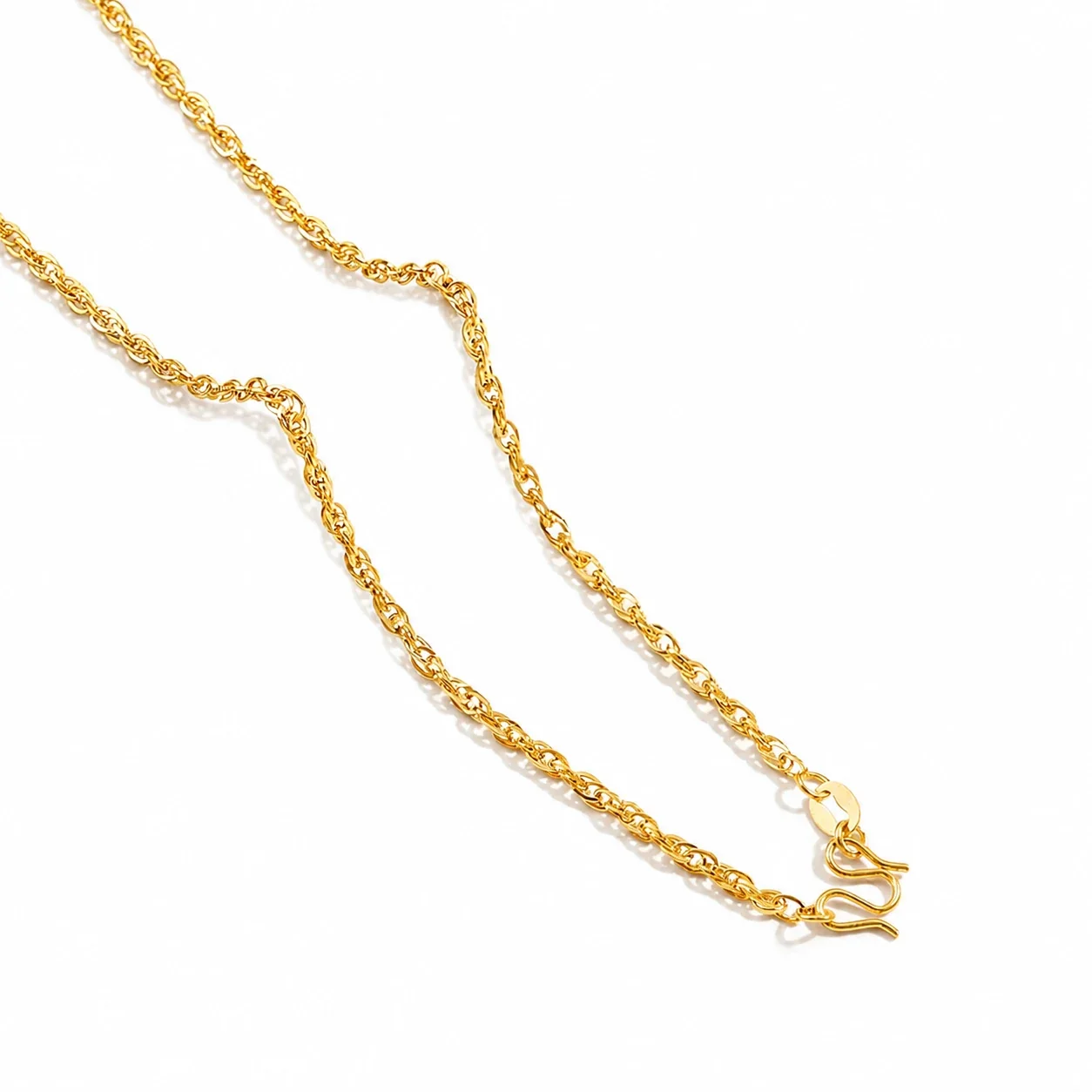 Refined Gold-Plated Snake Chain M-Clasp Necklace - Gold Square Wire Double-Clasp cm