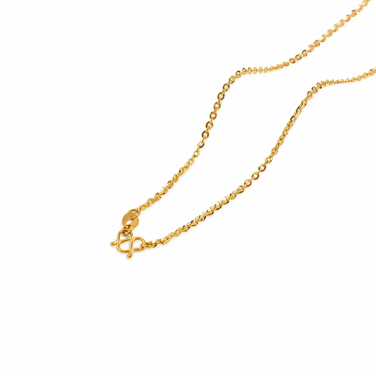 Refined Gold-Plated Snake Chain M-Clasp Necklace - Gold Sparkle O-Link cm