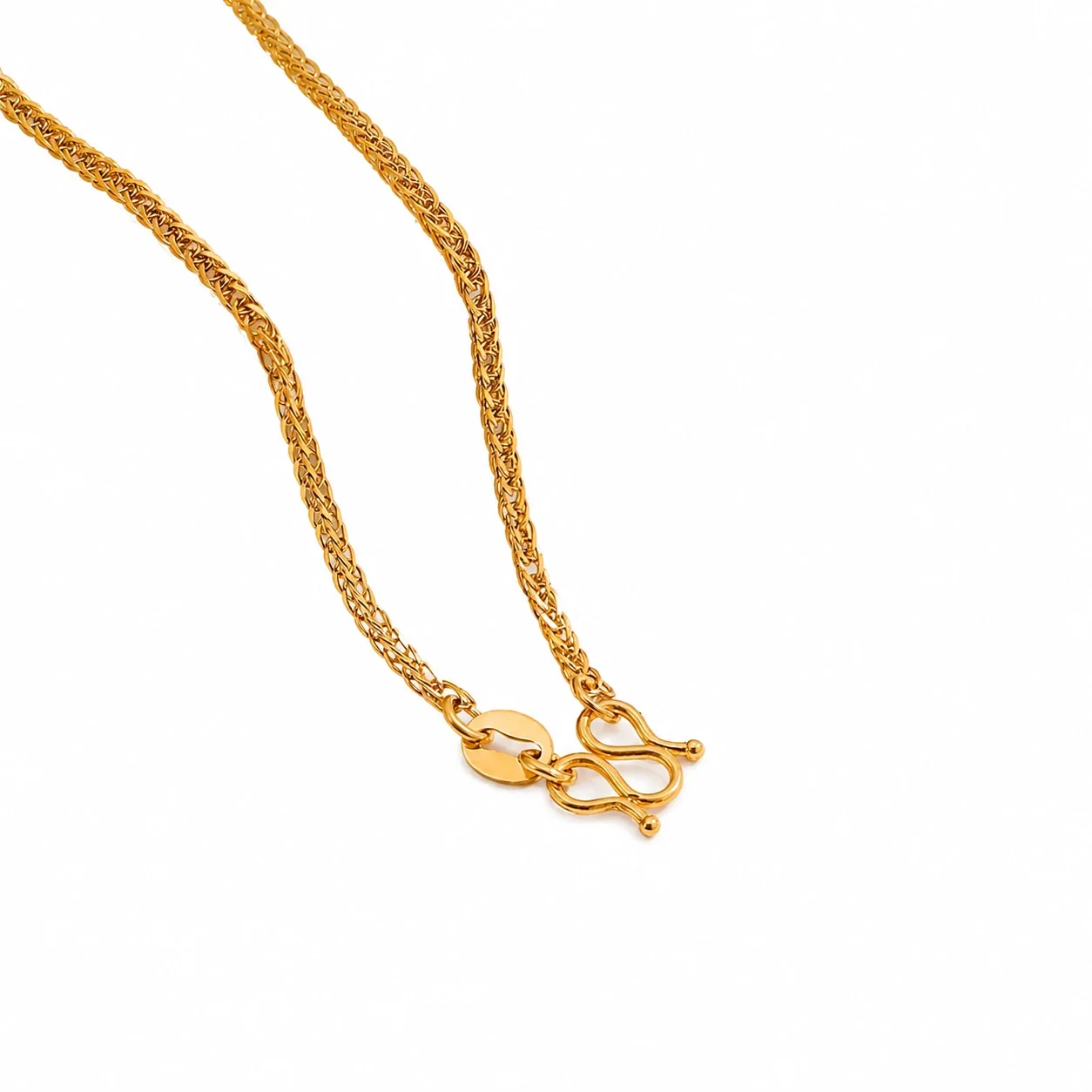 Refined Gold-Plated Snake Chain M-Clasp Necklace - Gold Brushed Cable cm
