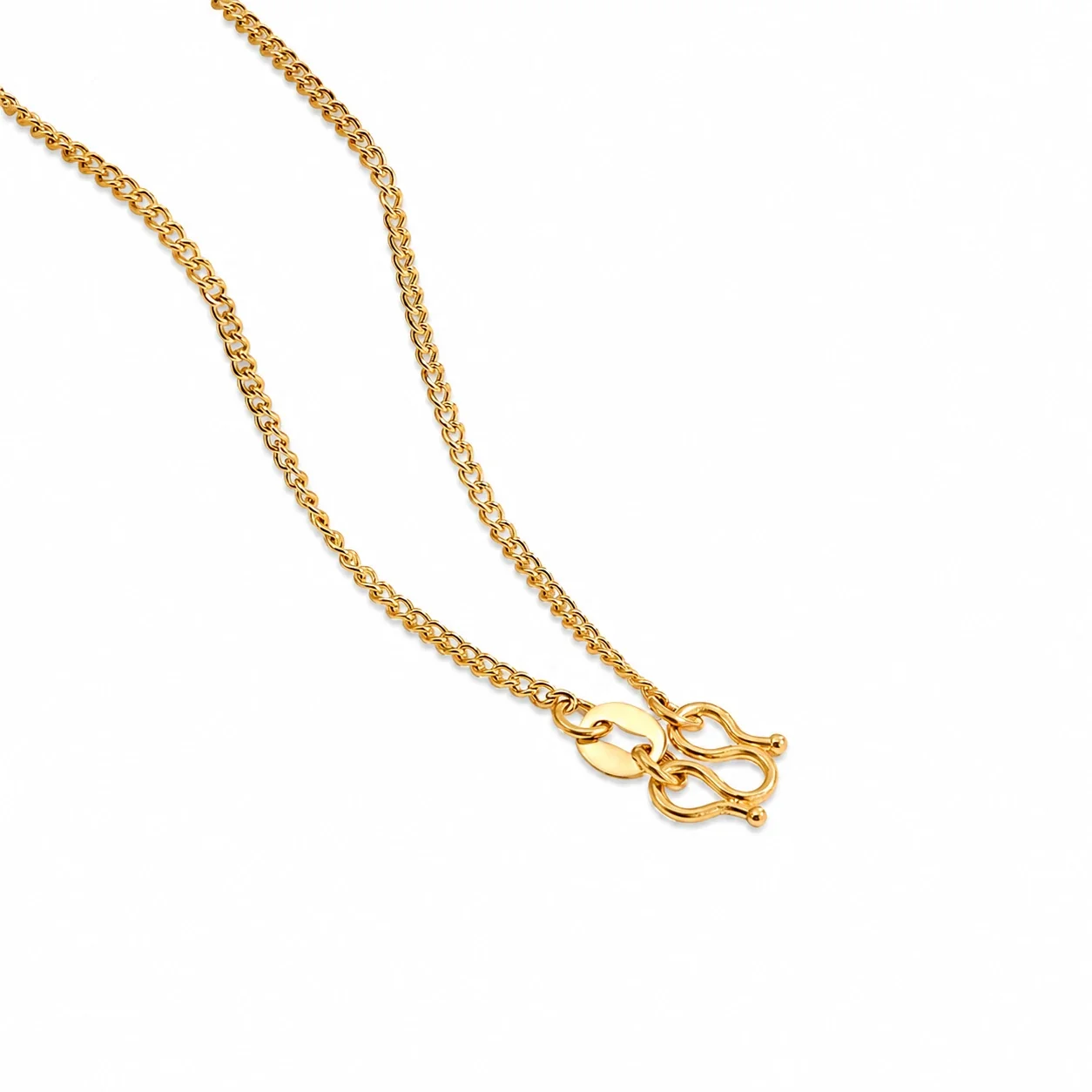 Refined Gold-Plated Snake Chain M-Clasp Necklace - Gold Side Link cm