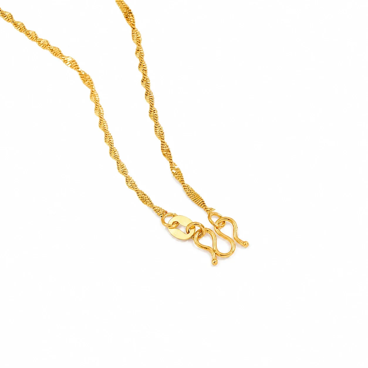Refined Gold-Plated Snake Chain M-Clasp Necklace - Gold Twisted cm
