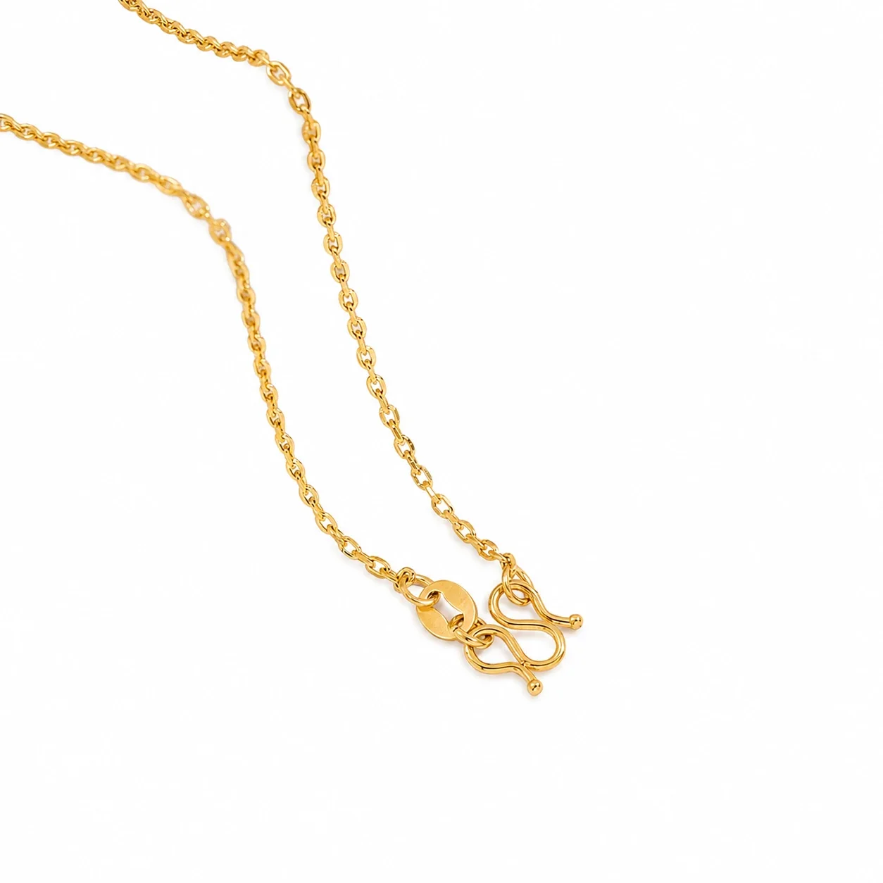 Refined Gold-Plated Snake Chain M-Clasp Necklace - Gold Faceted Edge cm
