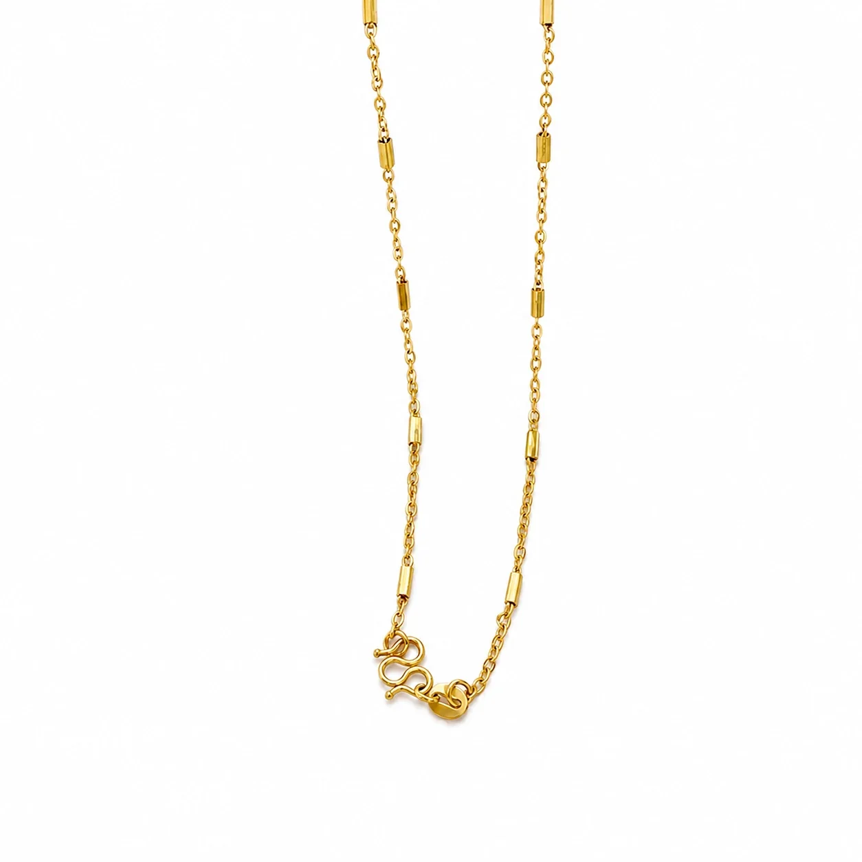 Refined Gold-Plated Snake Chain M-Clasp Necklace - Gold O-Link Square Station cm