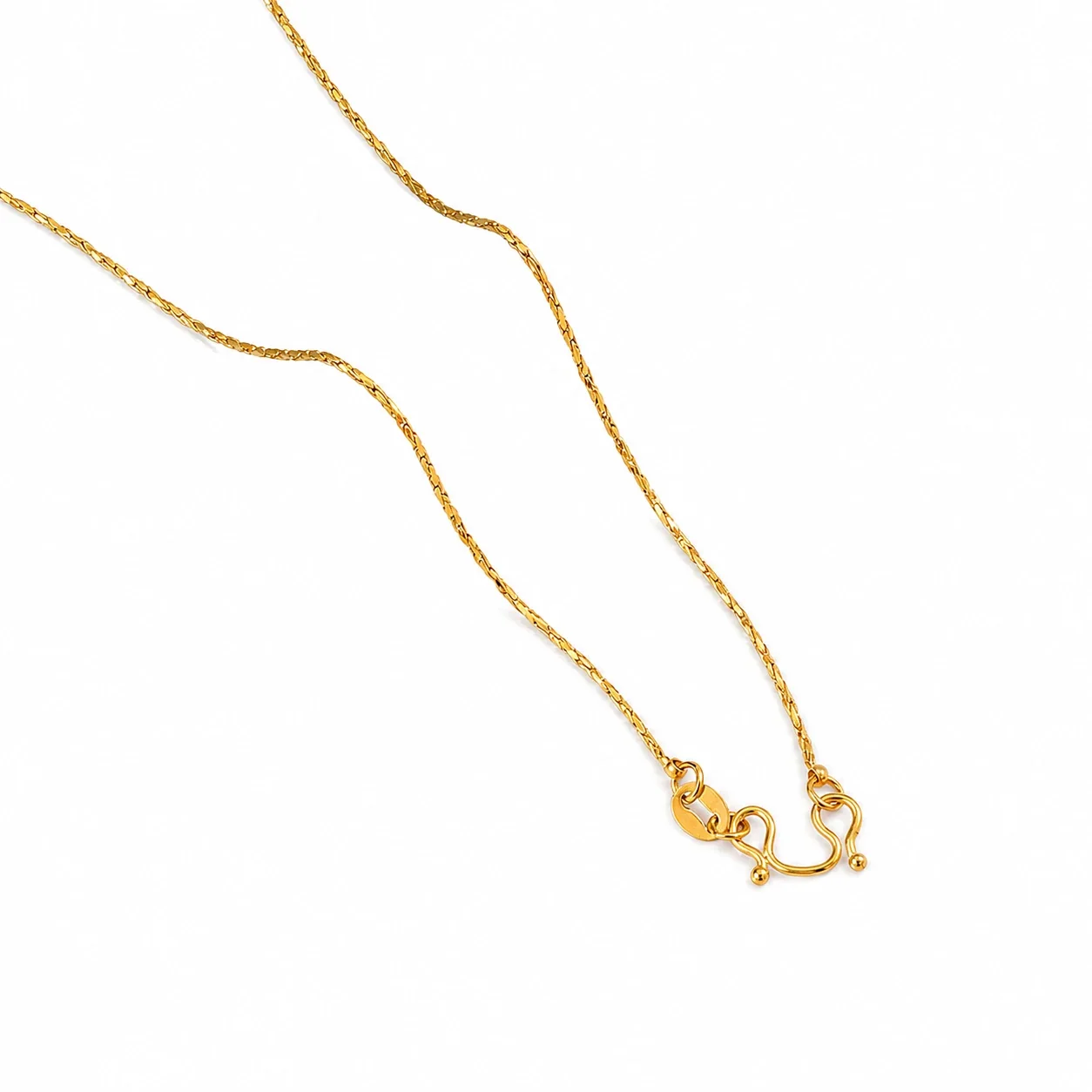 Refined Gold-Plated Snake Chain M-Clasp Necklace - Gold Twisted Hammered Round cm