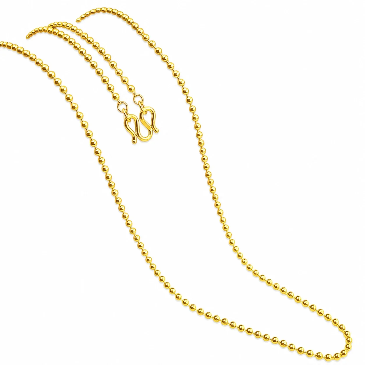 Refined Gold-Plated Snake Chain M-Clasp Necklace - Gold Glass Bead M-Clasp cm