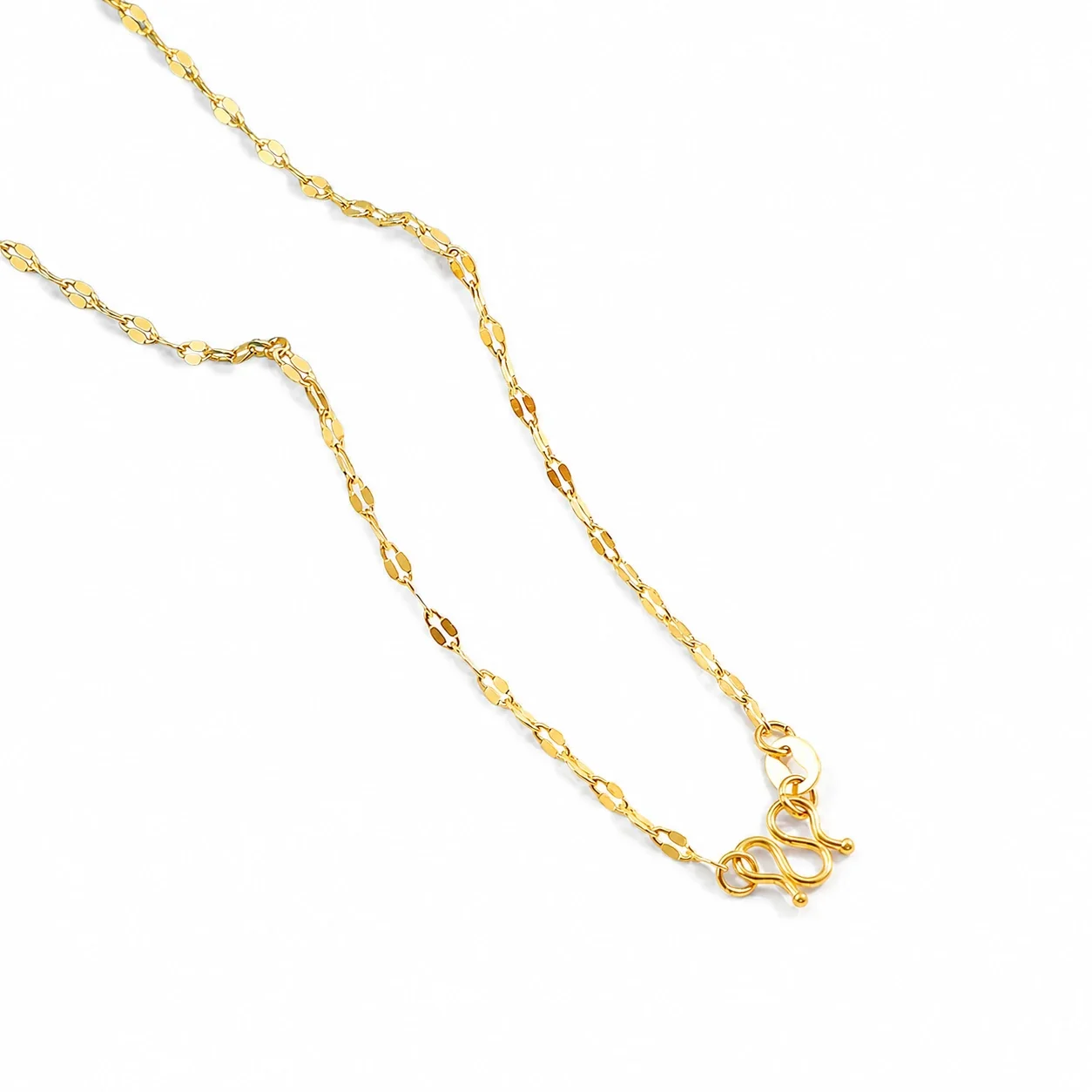 Refined Gold-Plated Snake Chain M-Clasp Necklace - Gold Lip Link cm