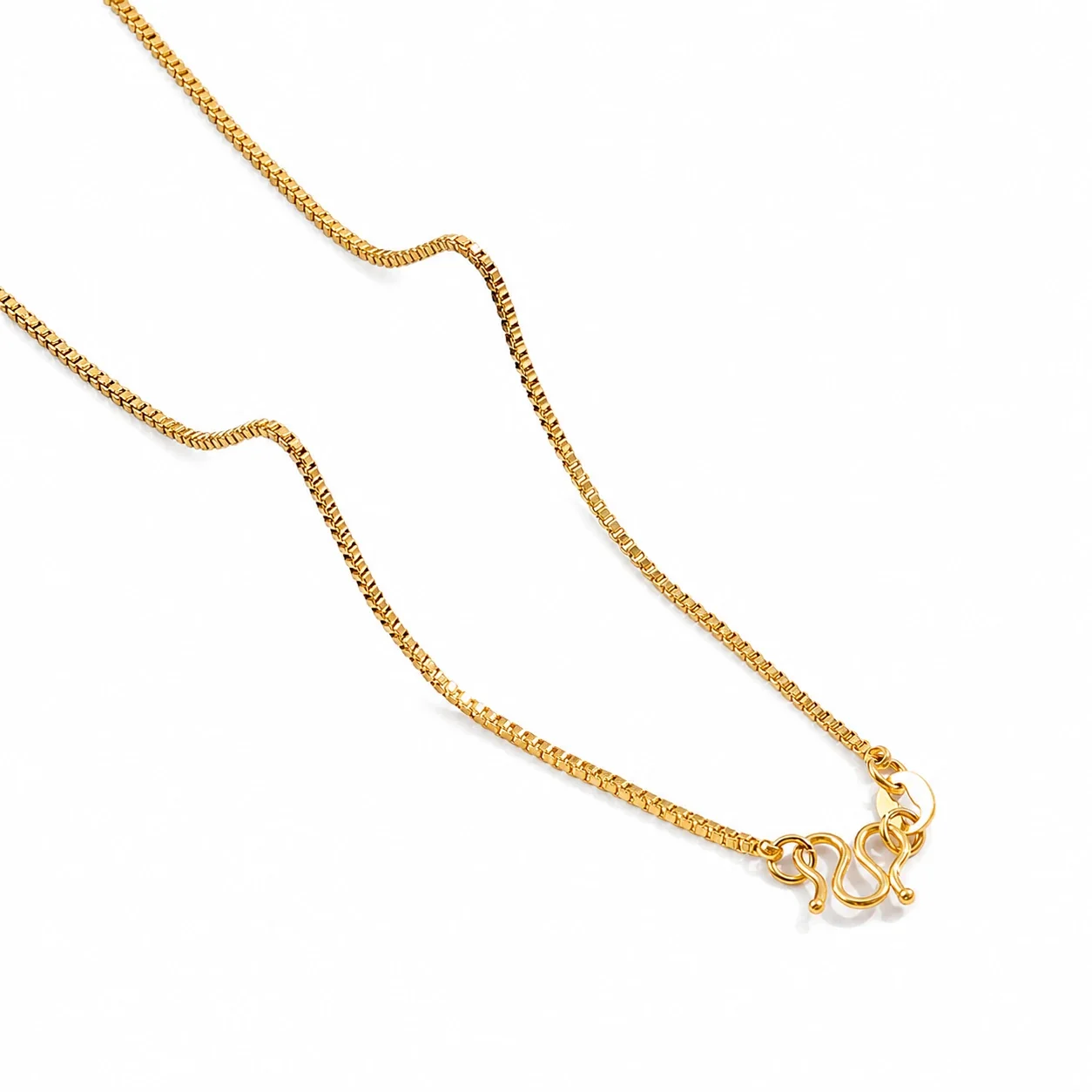 Refined Gold-Plated Snake Chain M-Clasp Necklace - Gold Box cm