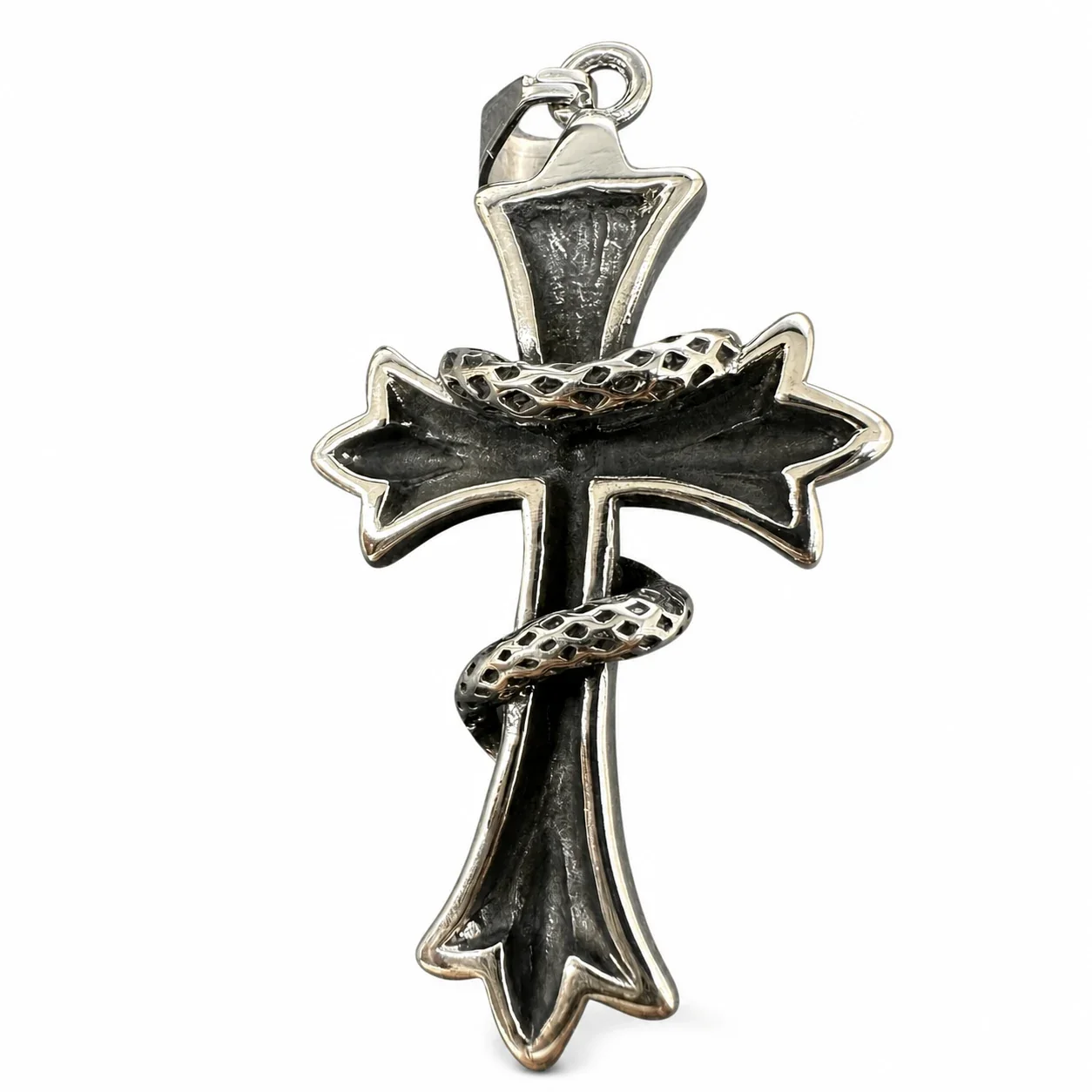Gothic 316 Stainless Steel Snake Cross Pendant