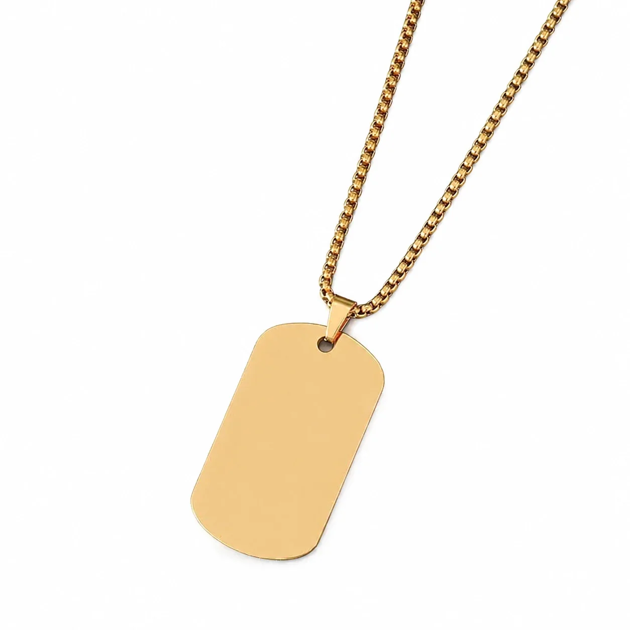 Necklace with Blank Rounded Dog Tag Pendant