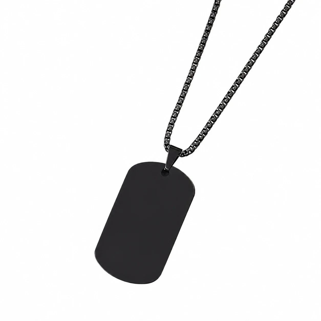 Necklace with Blank Rounded Dog Tag Pendant