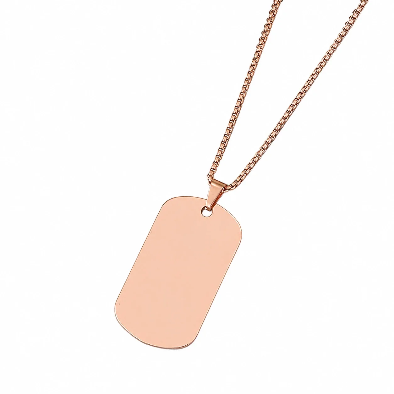 Necklace with Blank Rounded Dog Tag Pendant