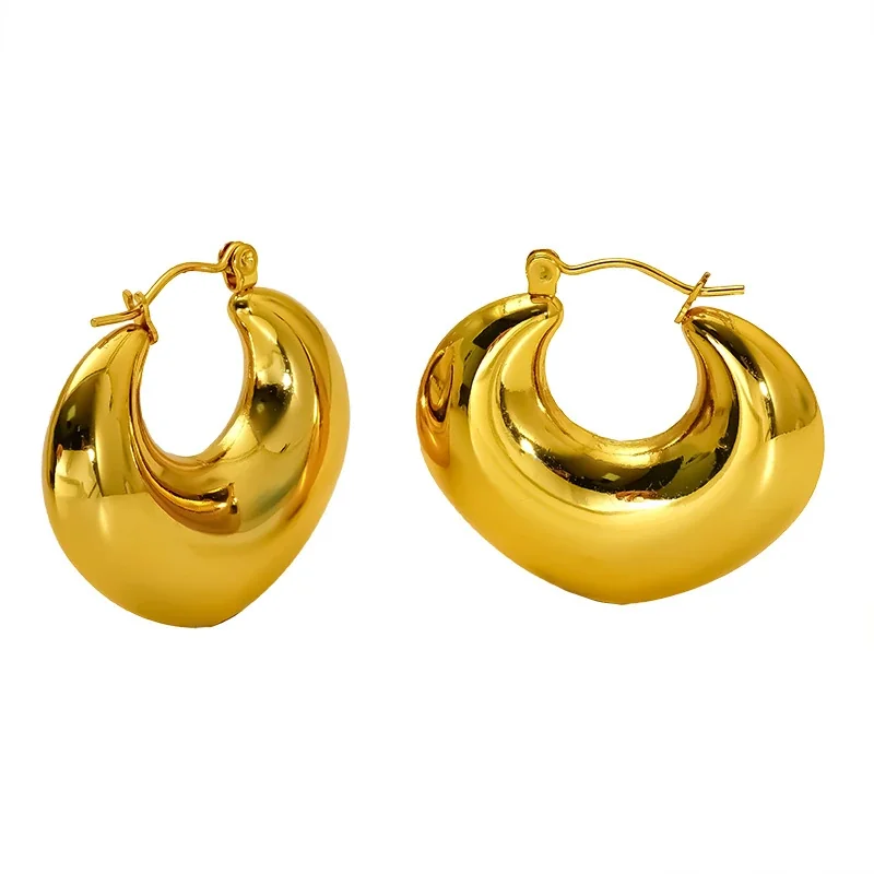 Sculptural Gold-plated Puffy Heart Hoop Earrings