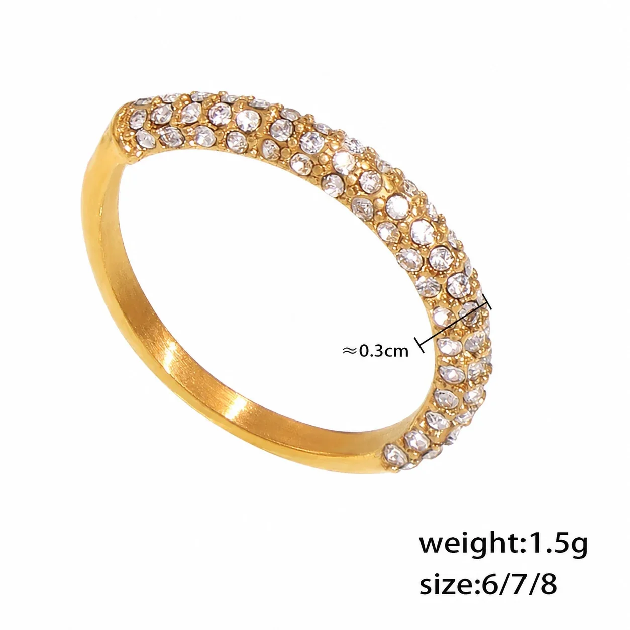 Refined Gold PVD Pavé CZ and Pearl-Effect Stacking Ring - Gold White CZ