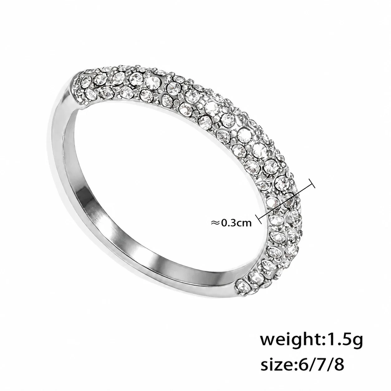 Refined Gold PVD Pavé CZ and Pearl-Effect Stacking Ring - Silver White CZ
