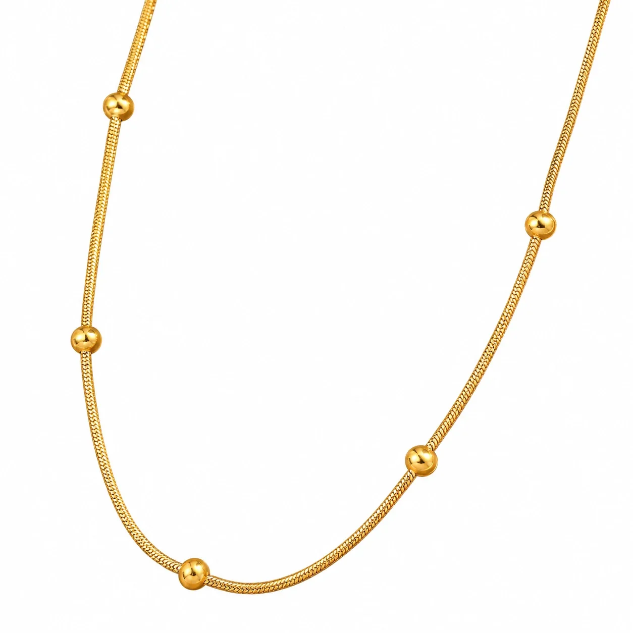 Foto del producto: Collar de cadena serpiente con cuentas de bola espaciadas en acero inoxidable